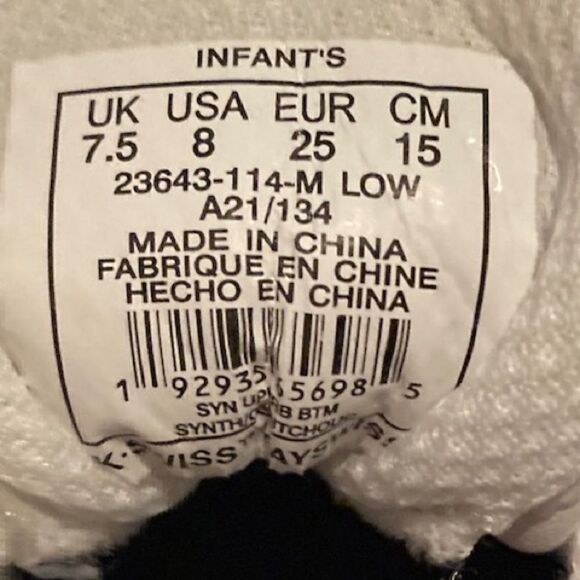 Infant Toddler K-Swiss All Over Pattern Low-top White / Blue Sneakers US Size 8 - Picture 8 of 9